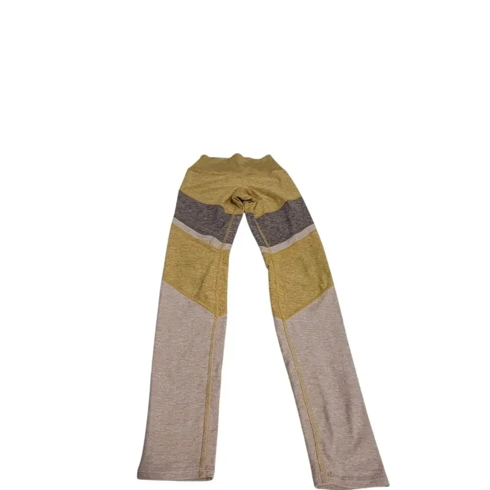 ALO Yoga High Waist Alosoft Sheila Leggings heathered yellow gray pinkish beige